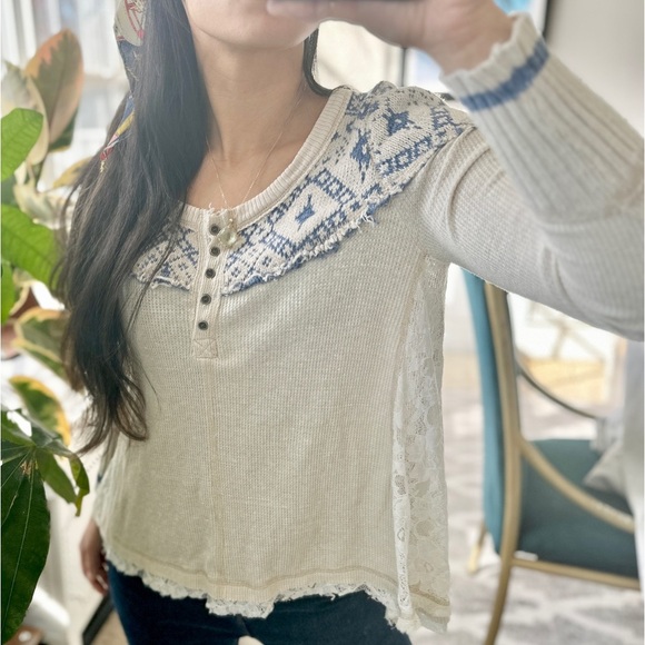 Free People cabin in the woods waffle knit shirt - Picture 2 of 6